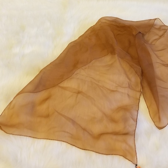 Vera Wang Accessories - Vera 100% Silk Tan Scarf Rolled Edge Vintage